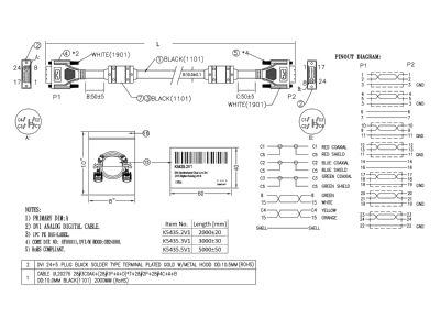 Dimensional drawing EFB Elektronik K5435 2V1 Computer cable 2m