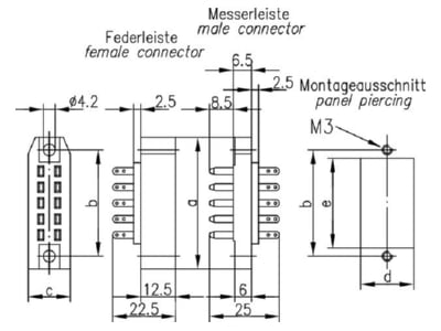 Dimensional drawing Telegaertner J00045A0904 Special insert for connector 20p