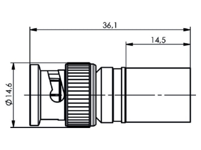 Dimensional drawing Telegaertner J01002A0046 BNC plug connector
