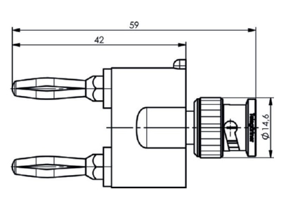 Dimensional drawing Telegaertner J01008A0626 BNC T piece plug bus coupler