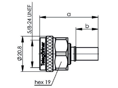 Dimensional drawing Telegaertner J01020A0110 N plug connector