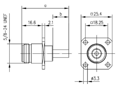 Dimensional drawing Telegaertner J01021A0152 N jack connector