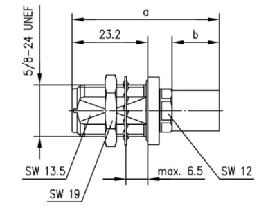 Dimensional drawing Telegaertner J01021H0089 N jack connector