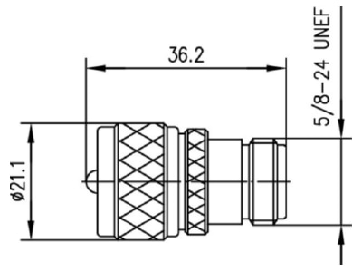 Dimensional drawing Telegaertner J01043A0831 UHF straight plug bus coupler