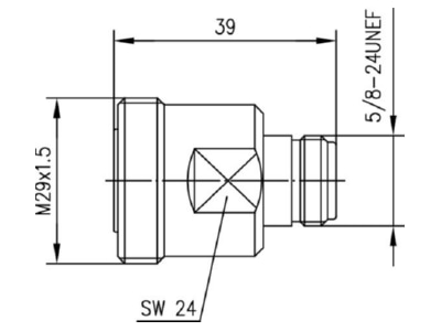 Dimensional drawing Telegaertner J01122A0008 Coax straight bus bus coupler