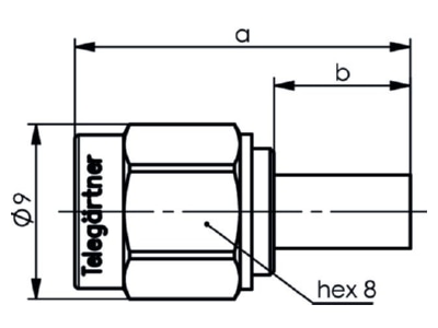 Dimensional drawing Telegaertner J01150A0011 SMA plug connector