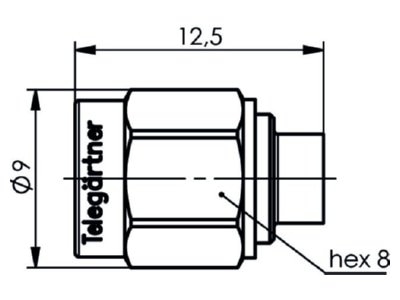 Dimensional drawing Telegaertner J01150A0121 SMA plug connector