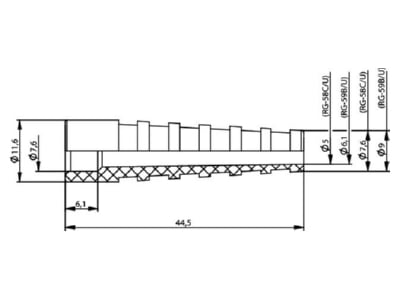 Mazeichnung Telegaertner B00081A1289 Knickschutztuelle f BNC St f RG59  sw