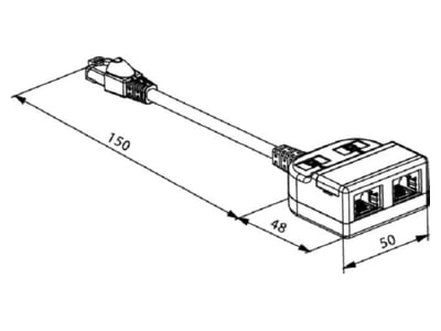 Mazeichnung Telegaertner J00029A0009 Modular T Adapter 2x10 100BT geschirmt