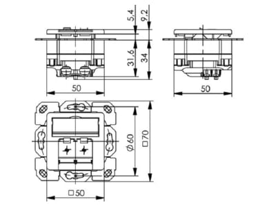 Mazeichnung Telegaertner J00020A0393 Anschlussdose aws AMJ45 8 8 Klasse E