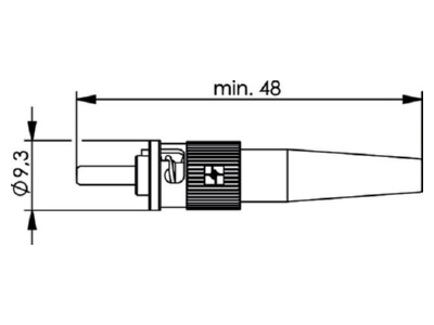 Maßzeichnung Telegaertner J08010A0005 T ST Stecker MM Faser D 0 9mm