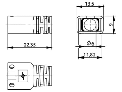Masszeichnung Telegaertner B00081E0031 Knickschutztuelle f RJ45 Steck ges  gn