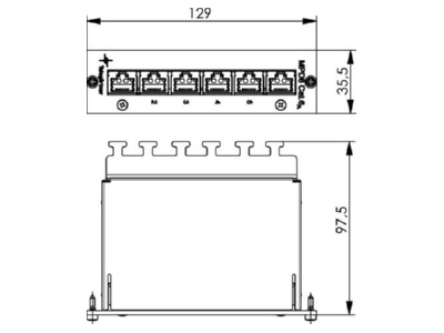 Maßzeichnung Telegaertner J02021A0054 Mini Verteiler Cat 6A MPD6 HS K 3HE 8TE