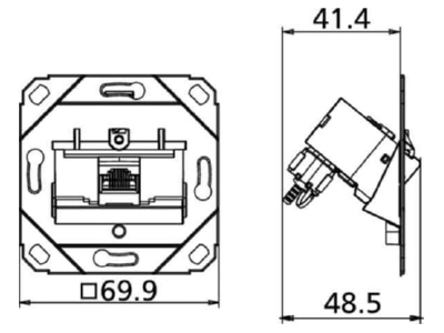 Dimensional drawing Metz 130B12D11200 E RJ45 8 8  Data outlet 6A  IEC 