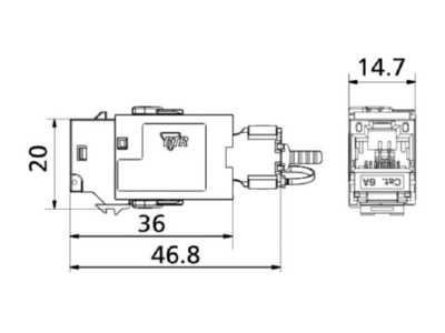 Mazeichnung Metz 130B21 E C6Amodul K 180 Jack Cat 6A