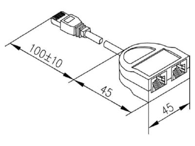 Dimensional drawing Telegaertner J00029A0008 Adapter RJ45 8 8    2x RJ45 8 8