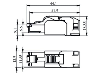 Mazeichnung 1 Telegaertner 100039916 Steckverbinder RJ45 MFP8 SL T568B C6A