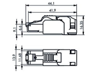 Mazeichnung 2 Telegaertner 100039916 Steckverbinder RJ45 MFP8 SL T568B C6A