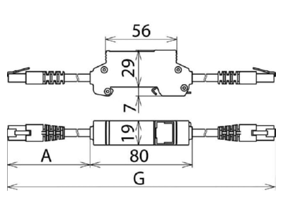 Masszeichnung 2 Dehn DPA M CAT6 RJ45S 48 UeS Ableiter DEHNpatch