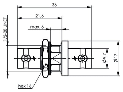 Mazeichnung Telegaertner J01005A0008 BNC Kupplung  F F  HDTV 75 Ohm