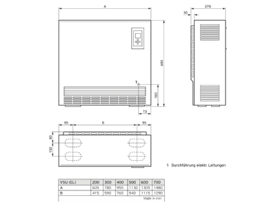 Dimensional drawing Vaillant VSU 200 5 Standard accumulator 1 5   2kW