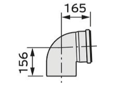 Mazeichnung Vaillant 0020095552 Bogen 87 Grad DN160 PP