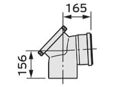 Mazeichnung Vaillant 0020095554 Bogen 87 Grad DN160 PP