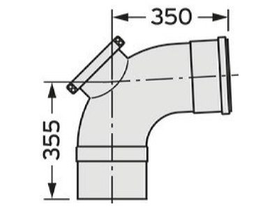 Dimensional drawing Vaillant 0020095555 Inspection bend  round air duct