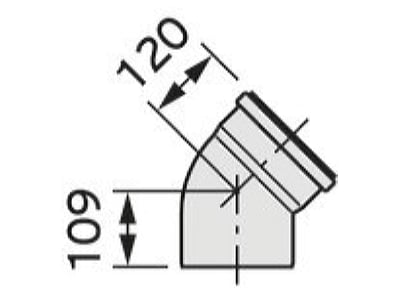 Mazeichnung Vaillant 0020095556 Bogen 45 Grad DN160 PP