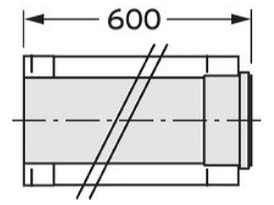 Dimensional drawing Vaillant 0020095578 Double walled flue gas pipe