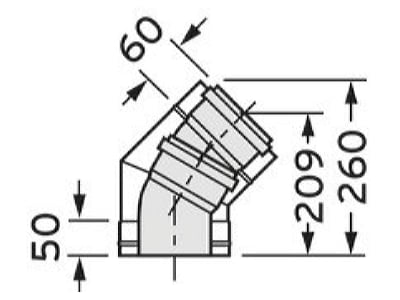 Mazeichnung Vaillant 0020106405 Bogen 45 Grad 110 160mm f  Fassadenverlegung