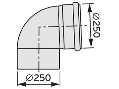 Mazeichnung Vaillant 0020106563 Bogen 87 Grad 250mm PP