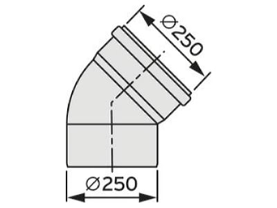 Mazeichnung Vaillant 0020106564 Bogen 45 Grad 250mm PP