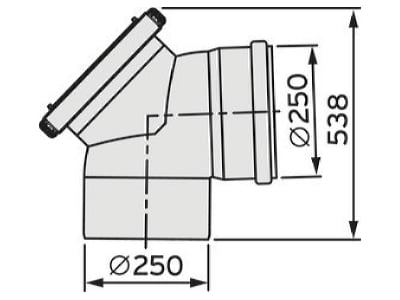 Dimensional drawing Vaillant 0020145529 Concentric flue gas air supply form