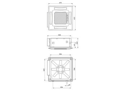 Dimensional drawing Vaillant VAI8 5 035 Air conditioning split system   inside