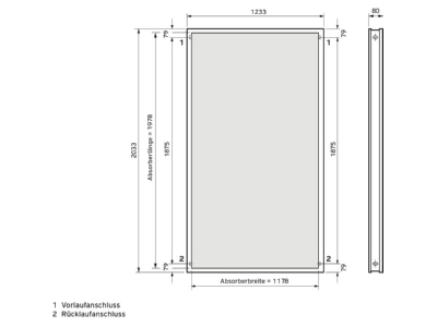 Mazeichnung Vaillant VFK 125 4 Vertikaler Kollektor