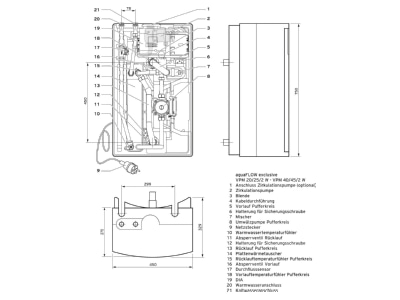 Mazeichnung Vaillant VPM 40 45 2 W Trinkwasserstation