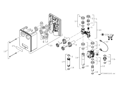 Exploded view 1 Bosch Thermotechnik HS 25 4 s Hydraulic control station
