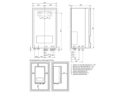 Dimensional drawing Vaillant VWZMEH97 6 Hydraulic control station