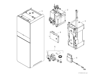 Explosionszeichnung 5 Bosch Thermotechnik AWMS17 Hydraulikeinheit Monobl  Waermepumpe