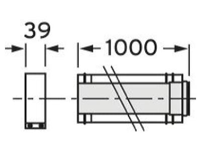 Dimensional drawing Vaillant 0020042754 Concentric flue gas air supply pipe