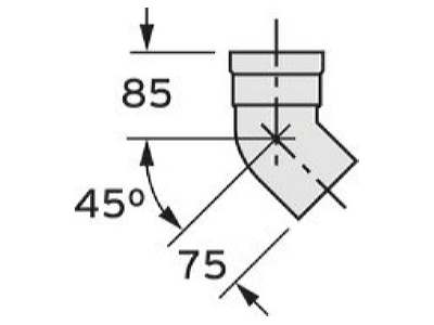 Dimensional drawing Vaillant 303259  VE2  Bend round air duct 303259  quantity  2 