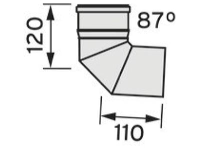 Dimensional drawing Vaillant 303263 Bend round air duct