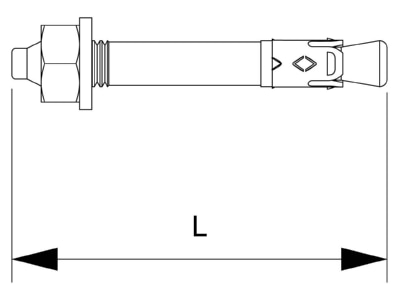 Dimensional drawing 2 OBO N 6 5 49 A4 Hammer set anchor M6x49mm