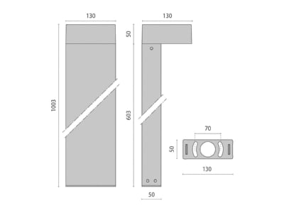 Dimensional drawing Performance in Light 306553 Luminaire bollard 1x8W