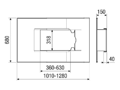 Dimensional drawing Maico PP 45 DER 25 35 Accessory for ventilator