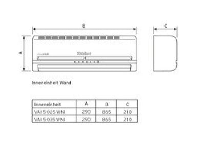 Dimensional drawing Vaillant VAI5 035WNI Air conditioning split system   inside