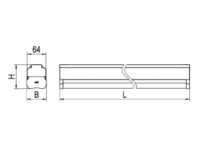 Dimensional drawing Ridi Leuchten VLGFP1501  1551212SI Gear tray for light line system VLGFP1501 1551212SI