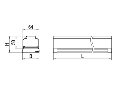 Dimensional drawing Ridi Leuchten VLPGFP1501   1551286 Gear tray for light line system VLPGFP1501  1551286