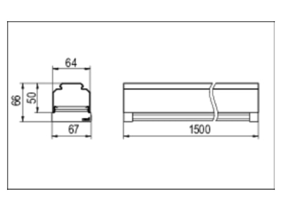 Dimensional drawing Ridi Leuchten VLPGFP1501   1551288 Gear tray for light line system VLPGFP1501  1551288